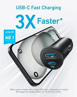 Product image for Anker USB-C Car Charger, 30W 2-Port Type-C Car Adapter