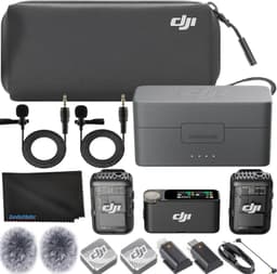 Product image for DJI Mic 2 (2 TX + 1 RX + Charging Case), Wireless Lavalier Microphone, Noise Cancelling, 820 ft. Range, Microphone for iPhone, Android 