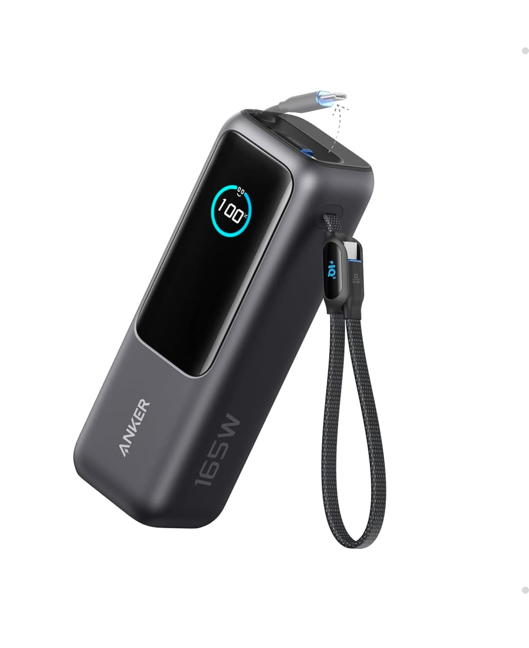 Anker Laptop Power Bank, 25,000mAh Portable Charger with Triple 100W USB-C Ports, Built-in Retractable Cables, Flight-Approved for Travel, iPhone 17/16 Series, MacBook, Samsung, and More