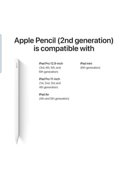 Product image for Apple Pencil (2nd Generation): Device Compatibility Check Required - Pixel-Perfect Precision, Perfect for Note-Taking, Drawing, and Signing documents. Attaches, Charges, and Pairs magnetically.