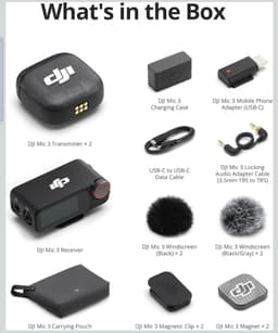 Product image for DJI Mic 3 (2 TX + 1 RX + Charging Case), Wireless Microphone for iPhone/Camera/Android, Ultralight, Adaptive Gain Control for Balanced Volume, Dual Band Anti-Interference