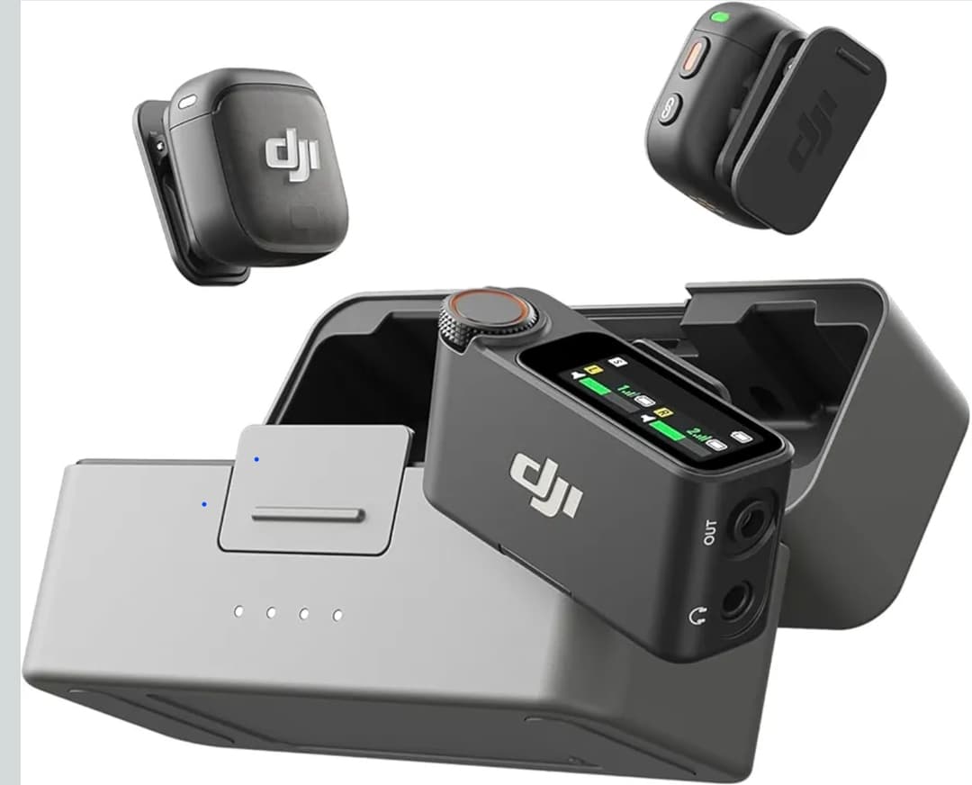 DJI Mic 3 (2 TX + 1 RX + Charging Case), Wireless Microphone for iPhone/Camera/Android, Ultralight, Adaptive Gain Control for Balanced Volume, Dual Band Anti-Interference